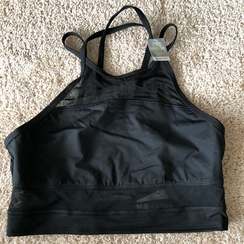 Black high neck sports bra